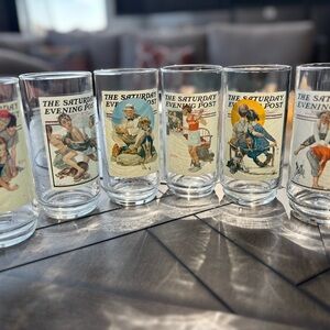 Saturday Evening Post Vintage Glass Set